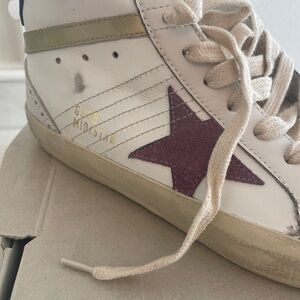 Golden Goose White and Purple Star Sneakers mid star 38